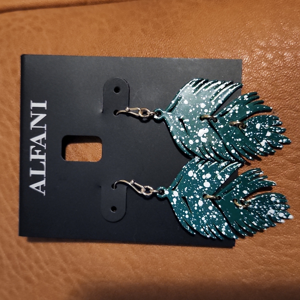 Alfani Gold-Tone Colored Palm Leaf Drop Earrings